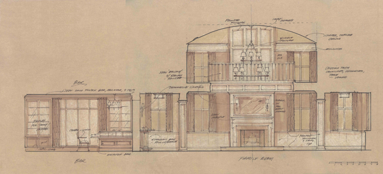 Rendering of new room elevation.